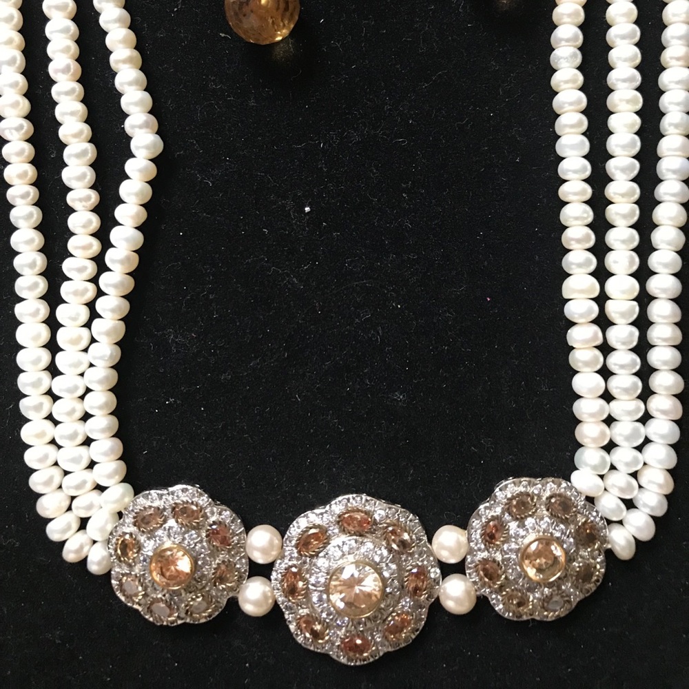 Pearl and semi precious stone necklace/ choker set